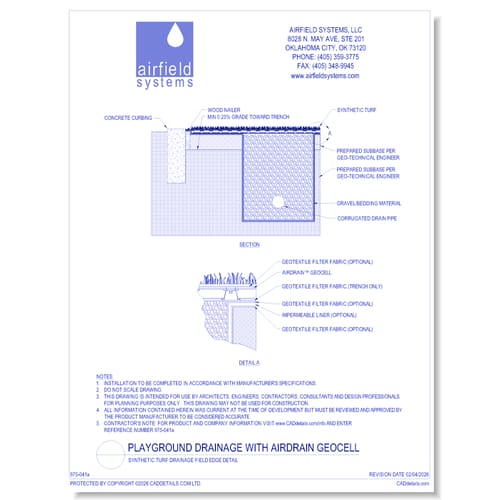 Synthetic Turf Drainage Field Edge Detail