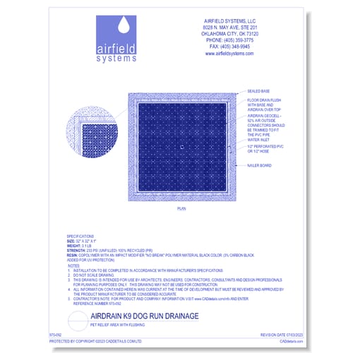 AirDrain K9 Profile: Pet Relief Area with Flushing 