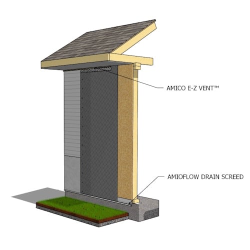 AMICO Hydrodry® Moisture Control System: Self-Draining Ventilated Wall Solution